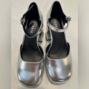 Torrid Silver Heels with Strap - NWOT 8W